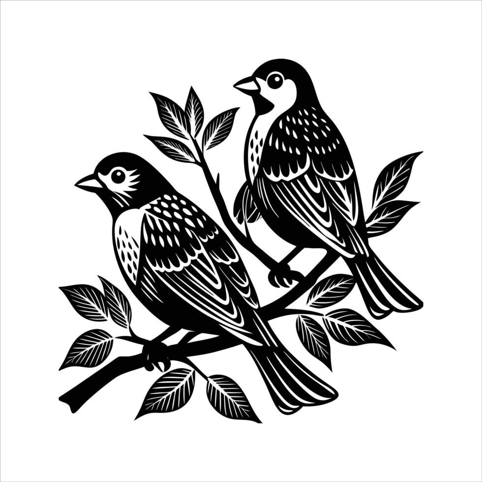 Two Birds On Tree vector