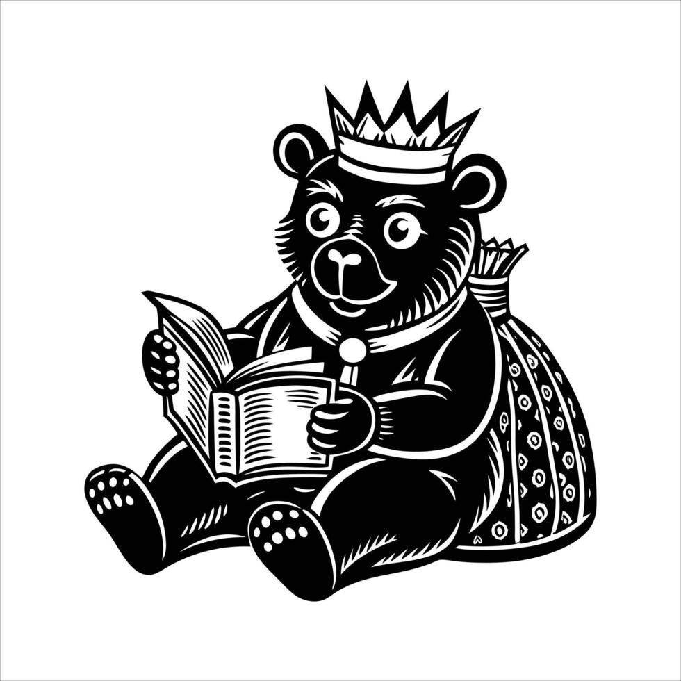 Teddy Bear reading a book vector