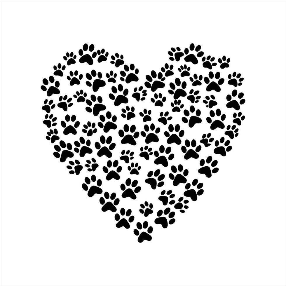 Creative Paw Heart Silhouettes vector