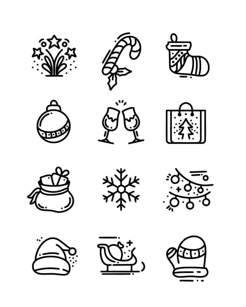 Christmas icon line vector