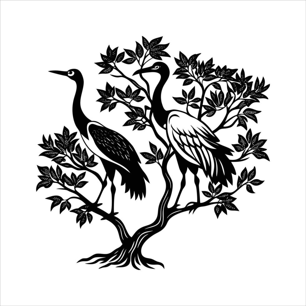Crane Bird Branch vector