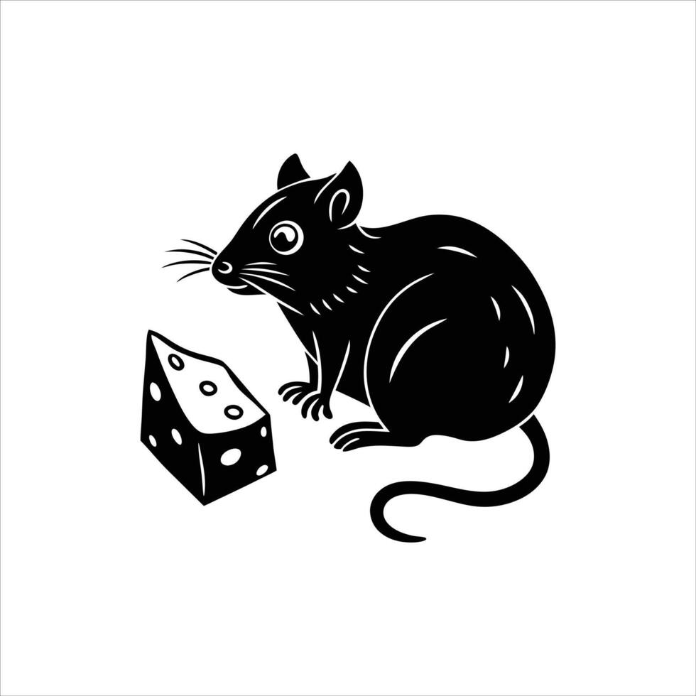 mouse near cheese coloring vector
