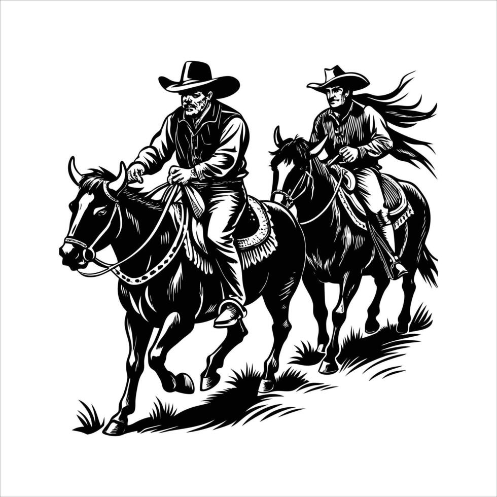 Dynamic Duo Cowboys vector