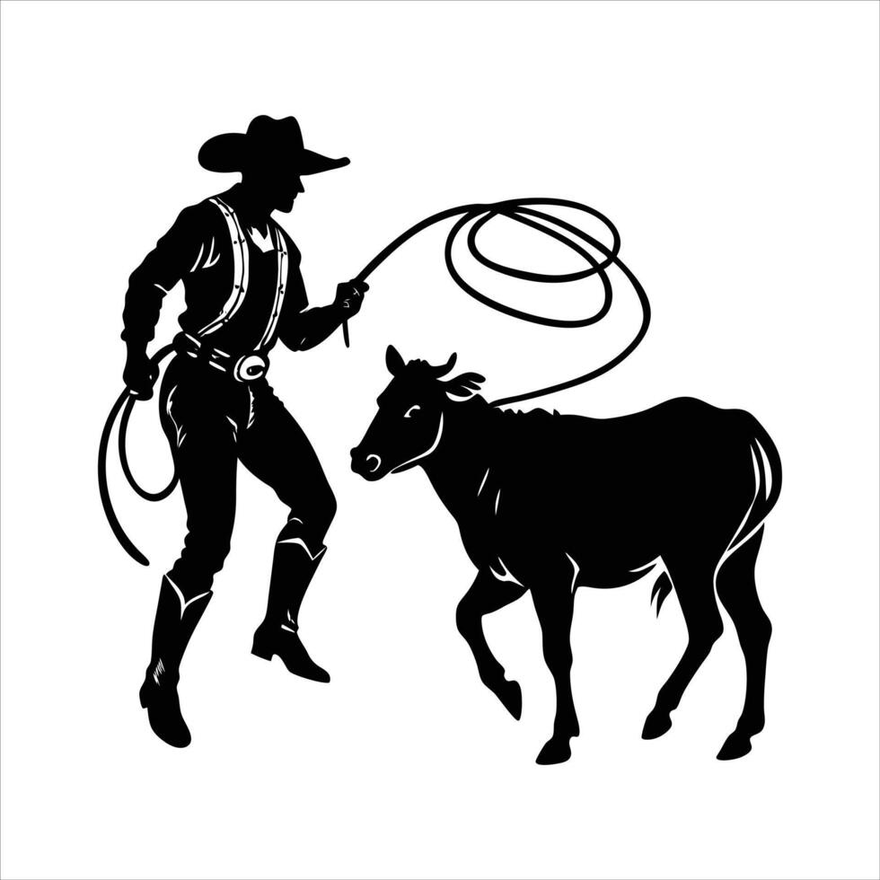 Cowboy Roping Silhouette vector