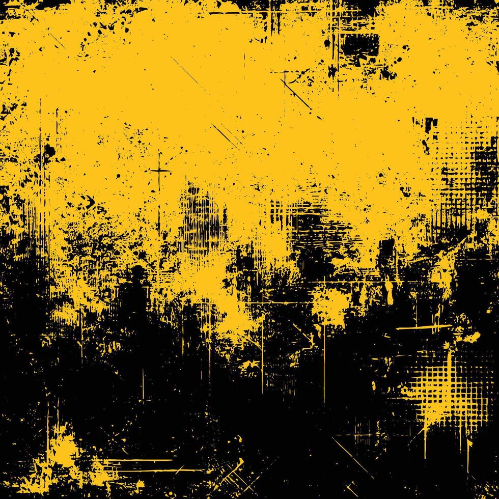 A grunge background with black and yellow paint vector