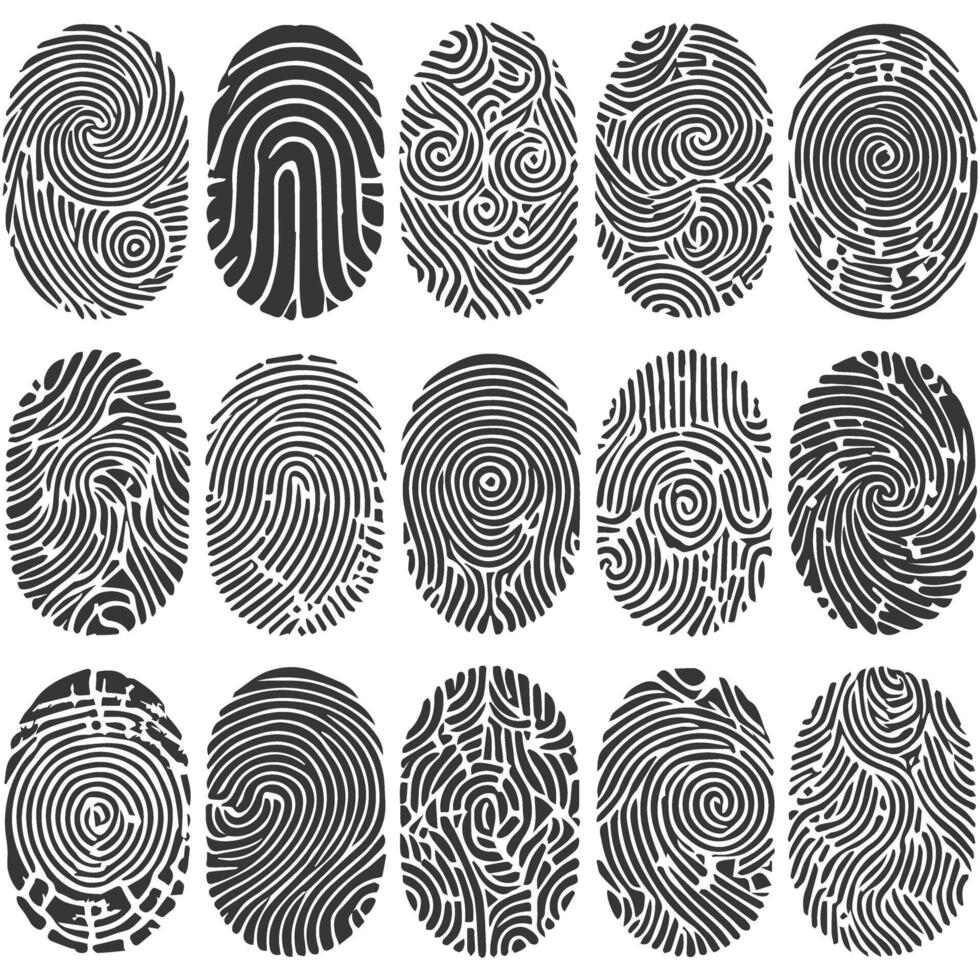 Fingerprint pattern set illustration vector