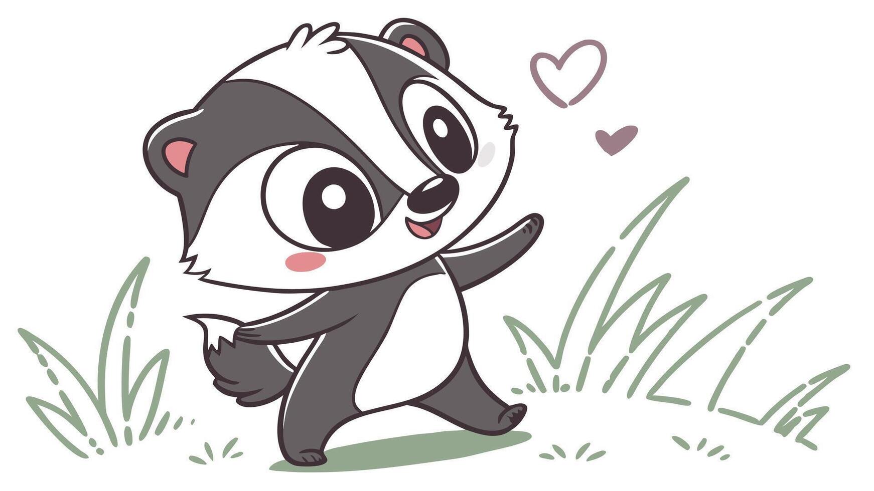 A cartoon badger with a heart in the background vector