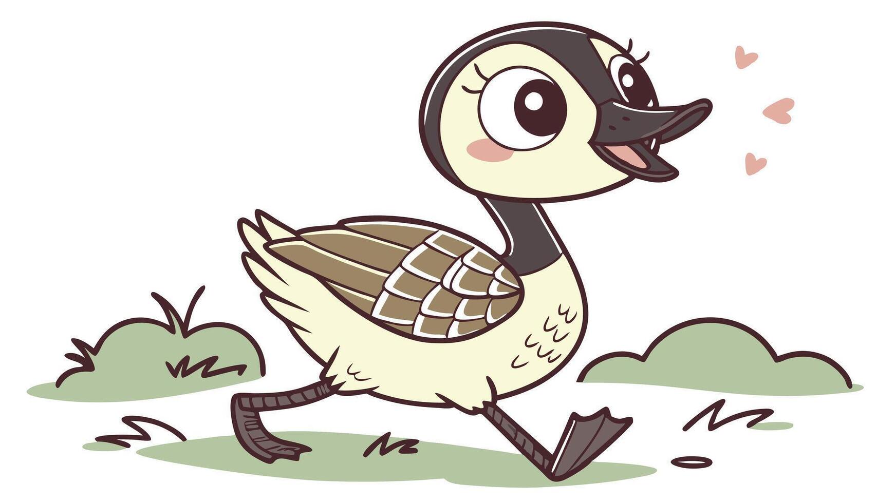 A cartoon duck with a heart on its head vector