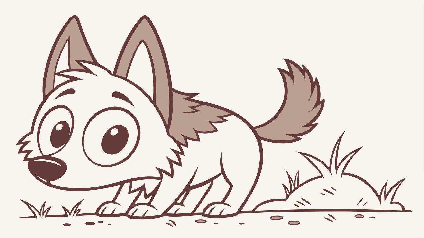 A cartoon dog with a big head and big eyes vector