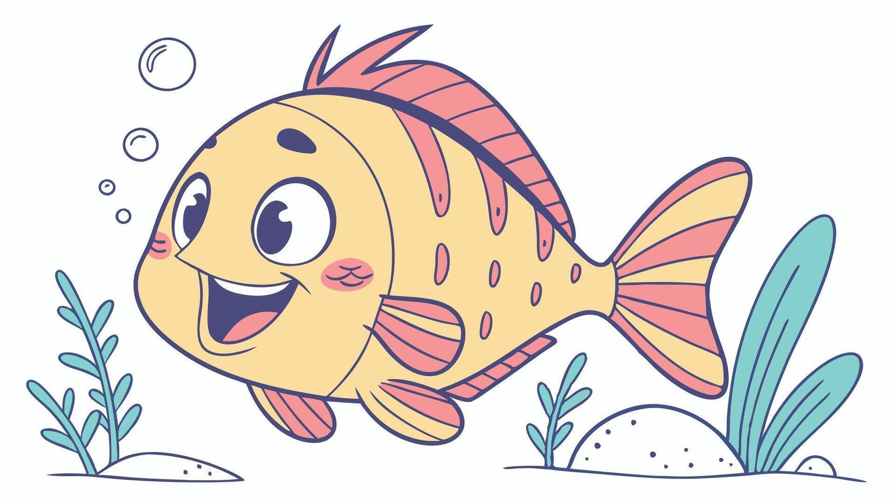 A cartoon fish swimming in the ocean vector