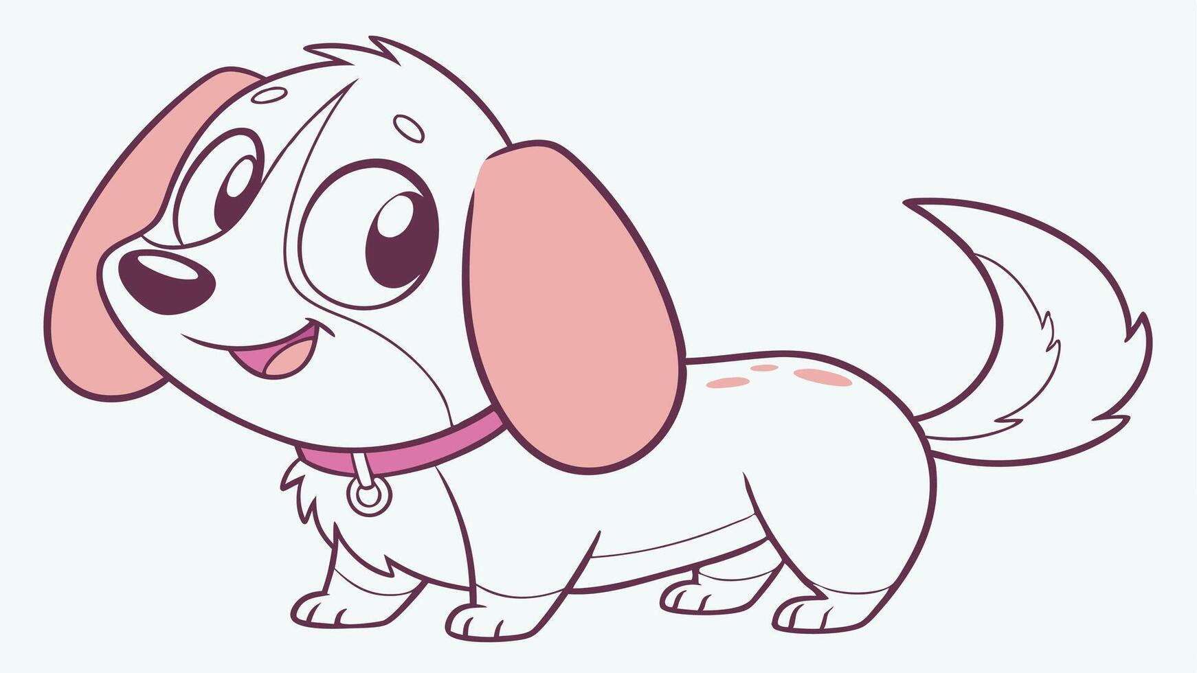 A cartoon dog with a pink collar vector
