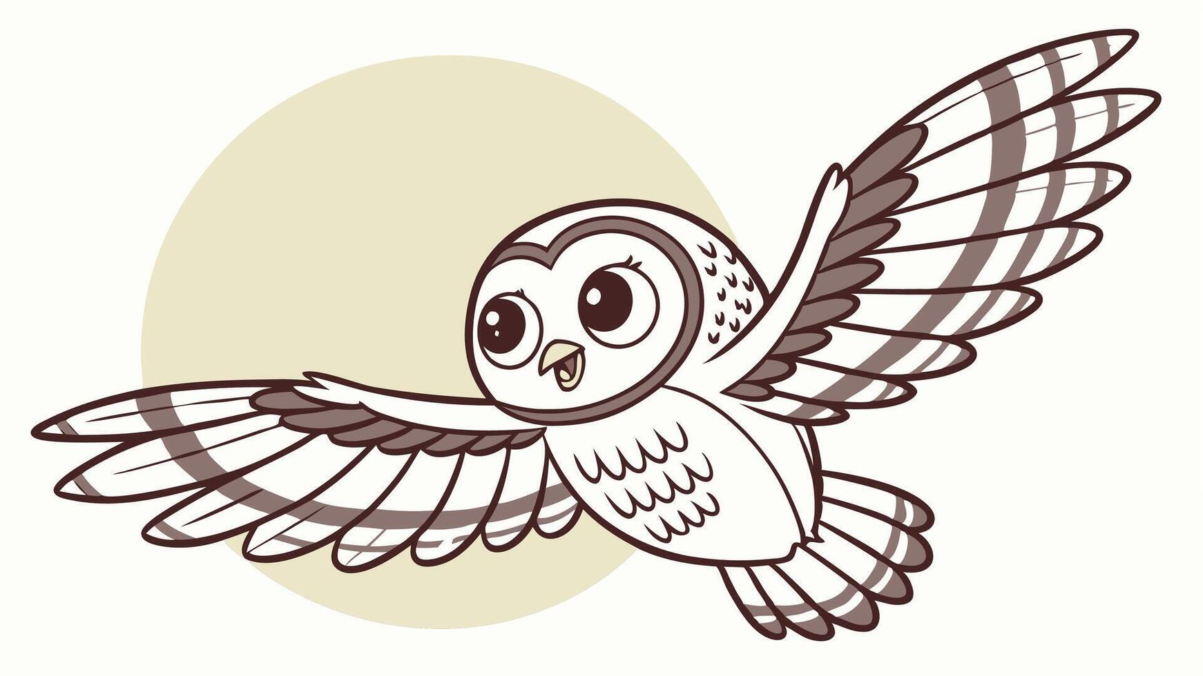 An owl flying in the air with wings spread out vector