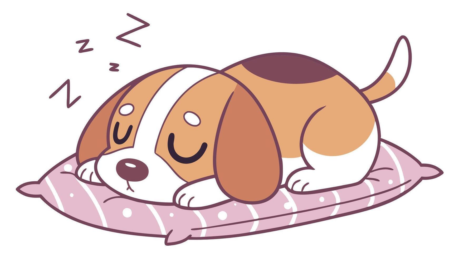 A cartoon dog sleeping on a pillow vector