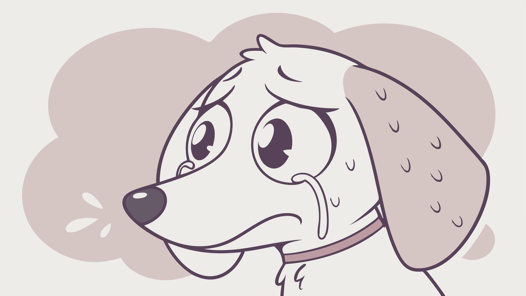 A cartoon dog with a sad face vector