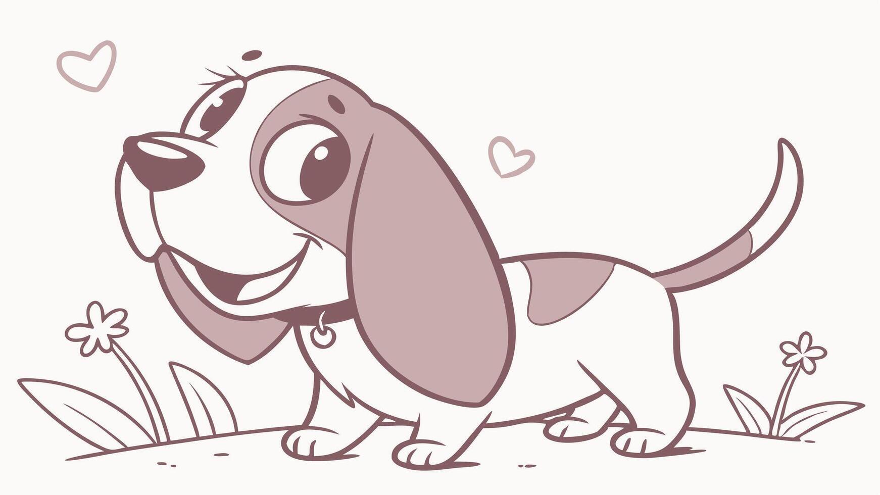 A cartoon dog with a heart on its face vector