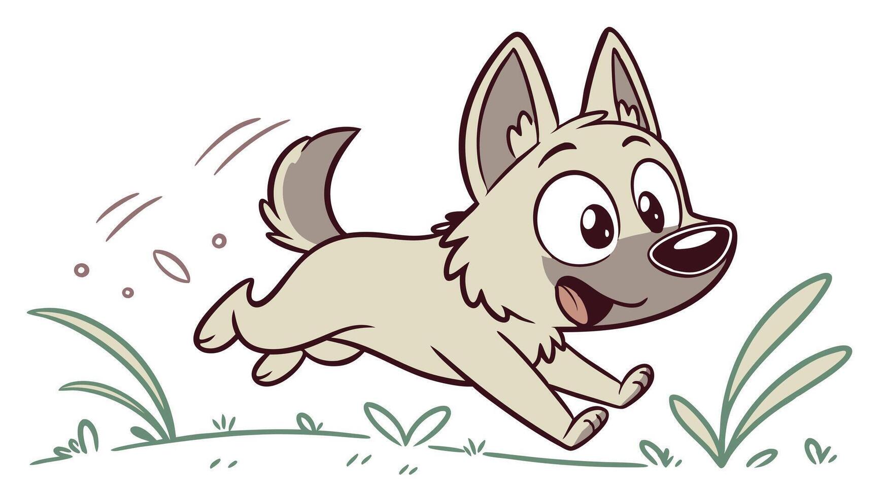 A cartoon dog running in the grass vector