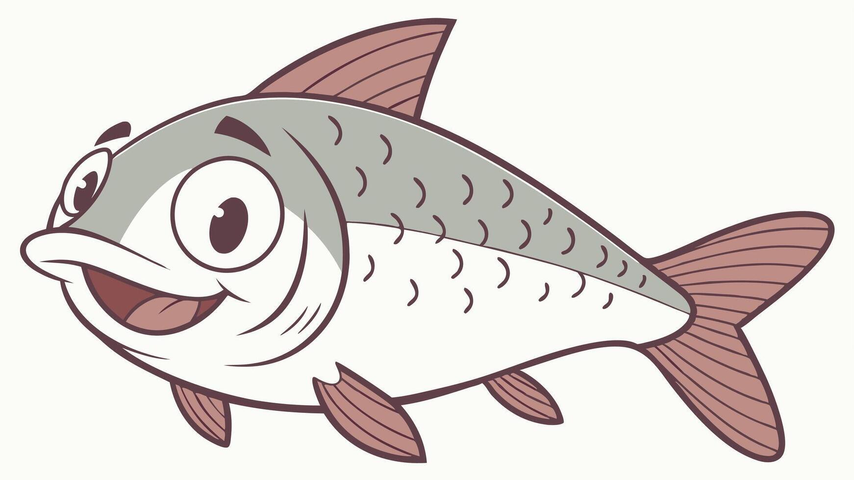 A cartoon fish with a big smile vector