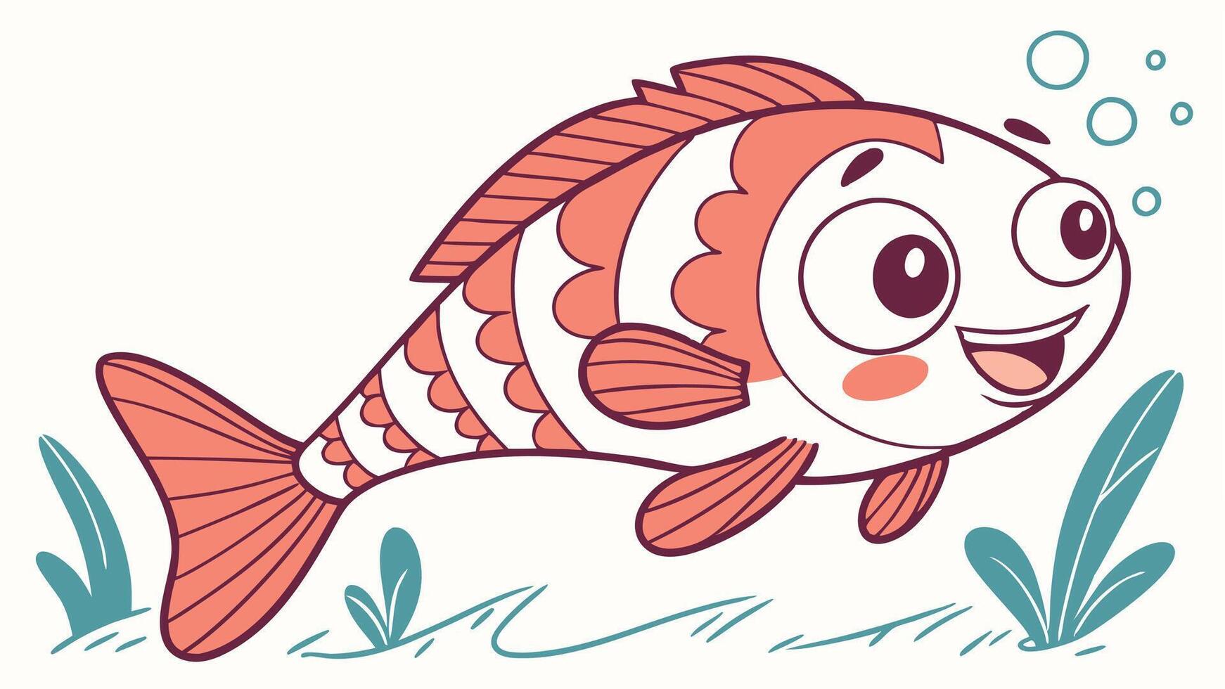 Cartoon fish with big eyes and a smile vector