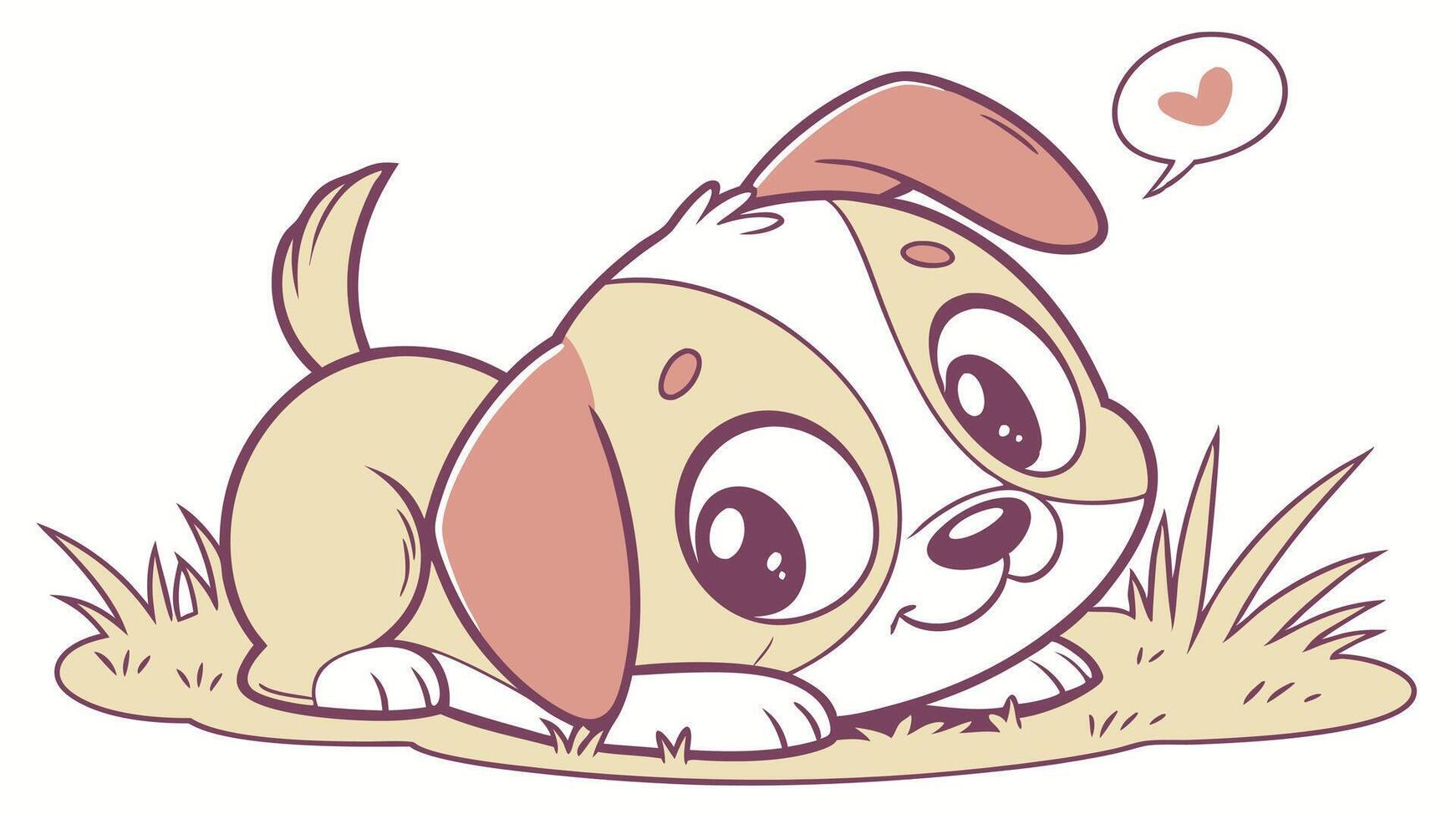 A cartoon dog laying in the grass with a speech bubble vector