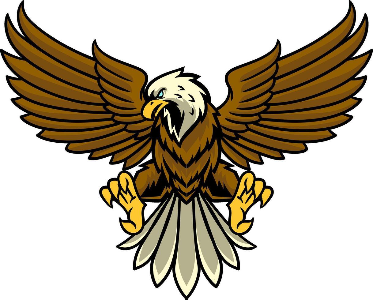 Flying Bald Eagle Cartoon Character Illustration vector