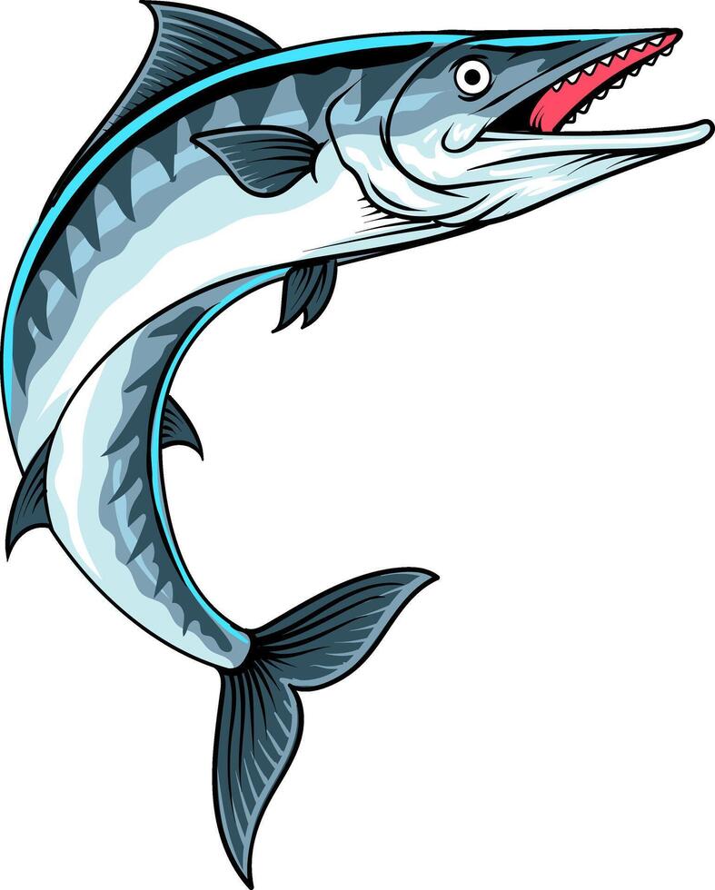Barracuda Fish in cartoon character illustration vector