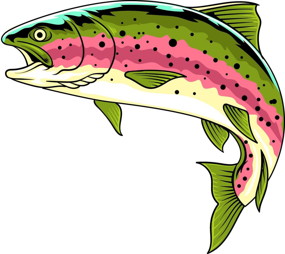 Trout Fish in cartoon character illustration vector