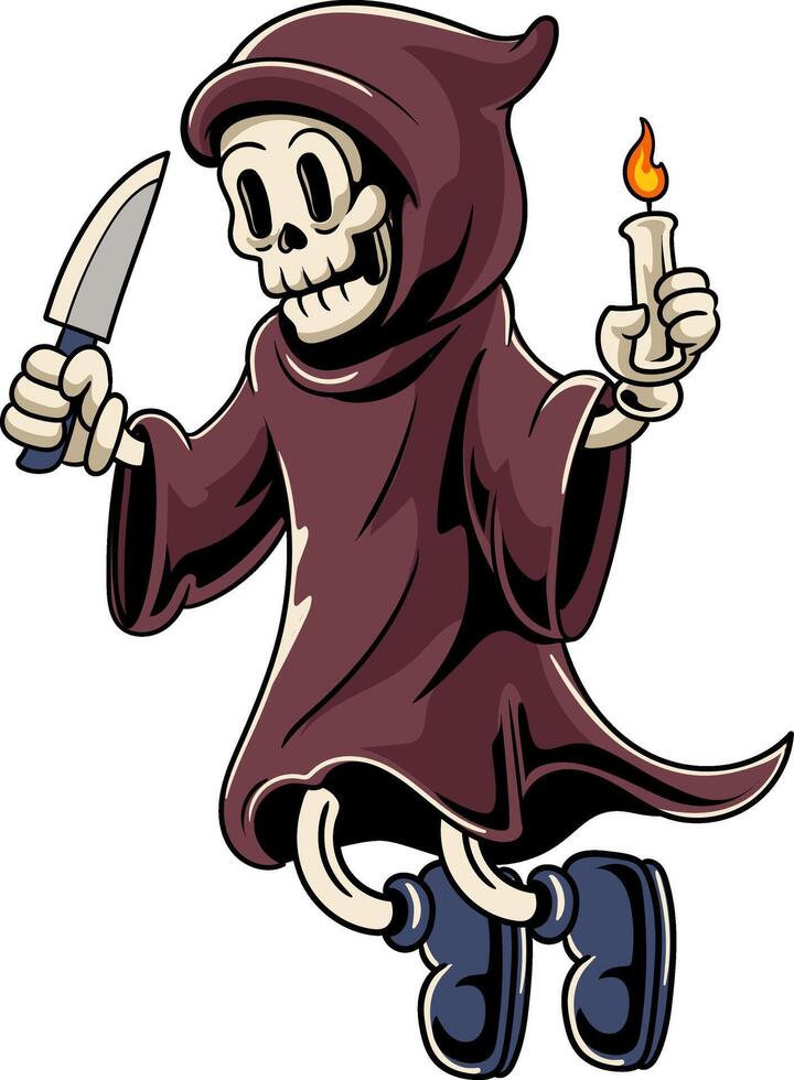 Happy Halloween Grim Reaper Cartoon Character Illustration vector