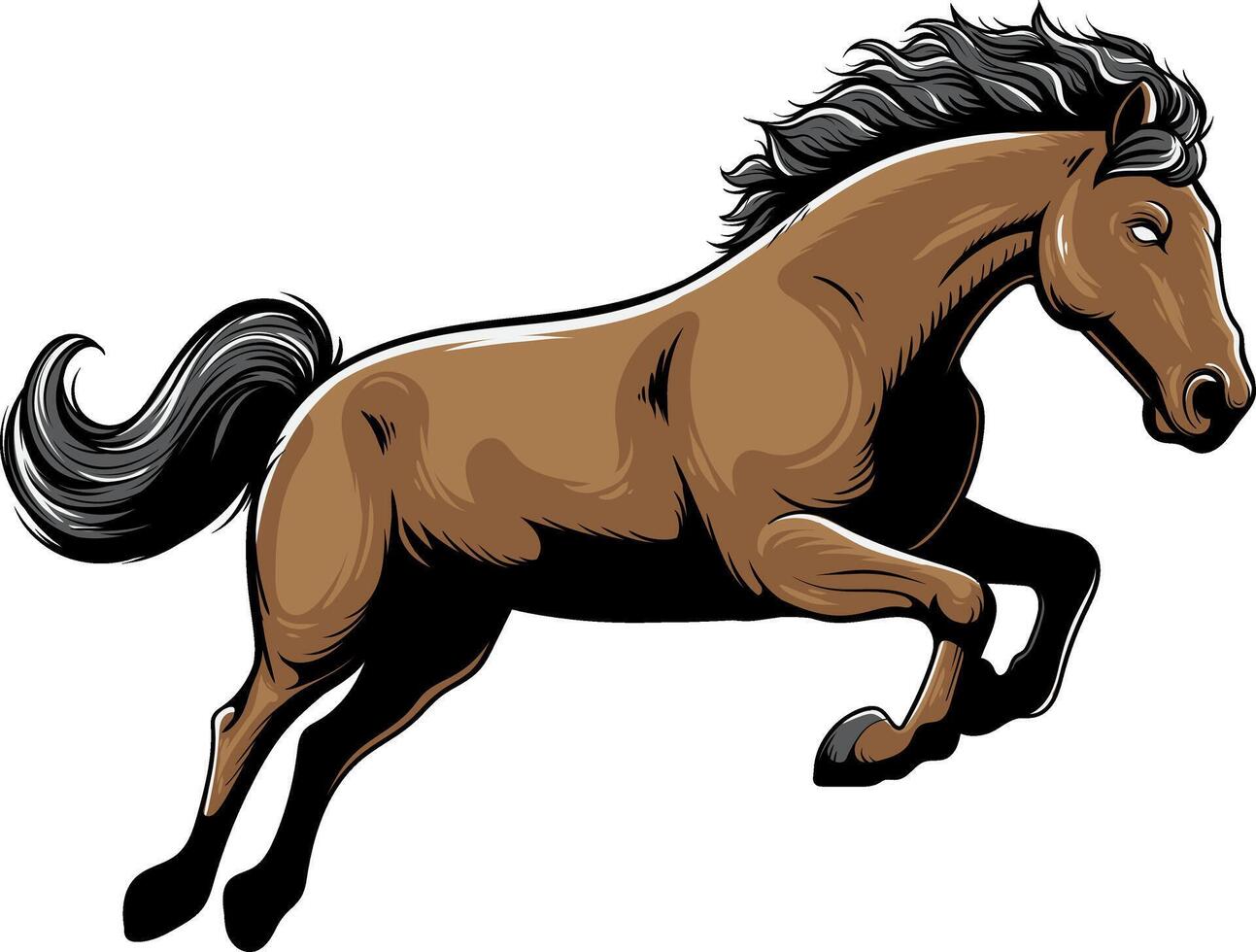 Running Horse Vintage Cartoon Illustration for poster, flyer, social media, web pages, print media, greeting card, invitation, banner, t-shirt design vector