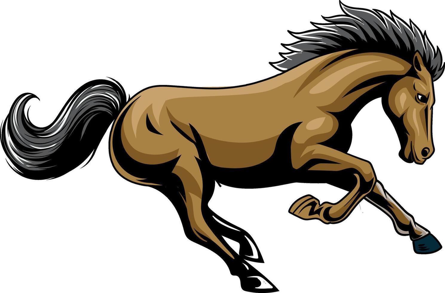 Running Brown Horse Vintage Cartoon Illustration for poster, flyer, social media, web pages, print media, greeting card, invitation, banner, t-shirt design vector