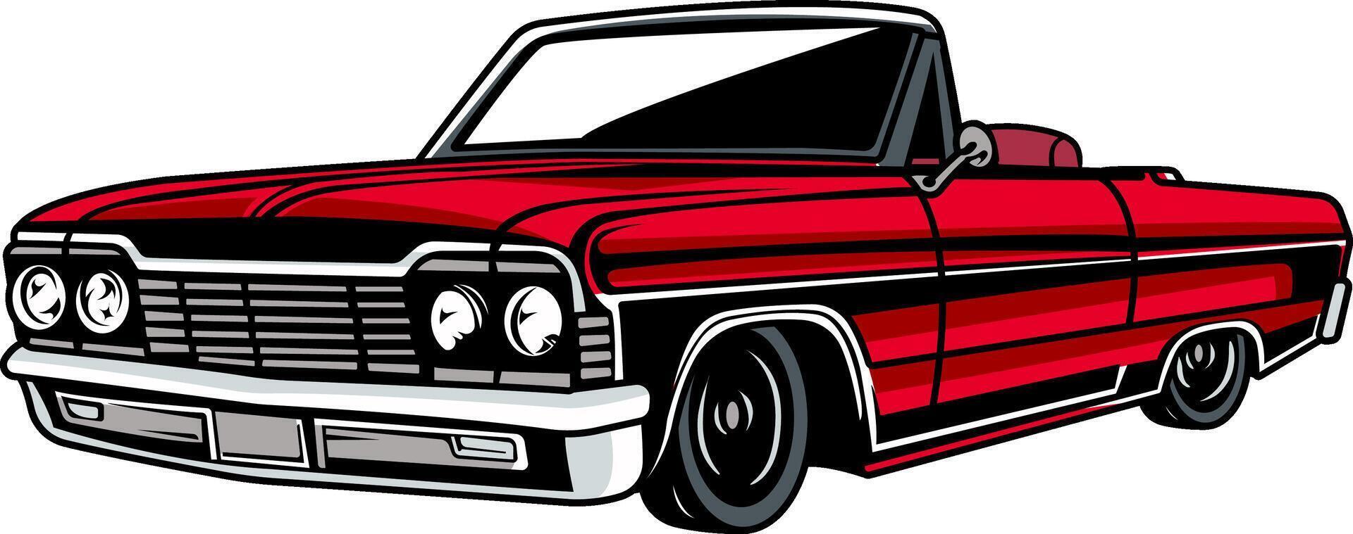 Red Muscle Cabriolet Car Cartoon Illustration vector