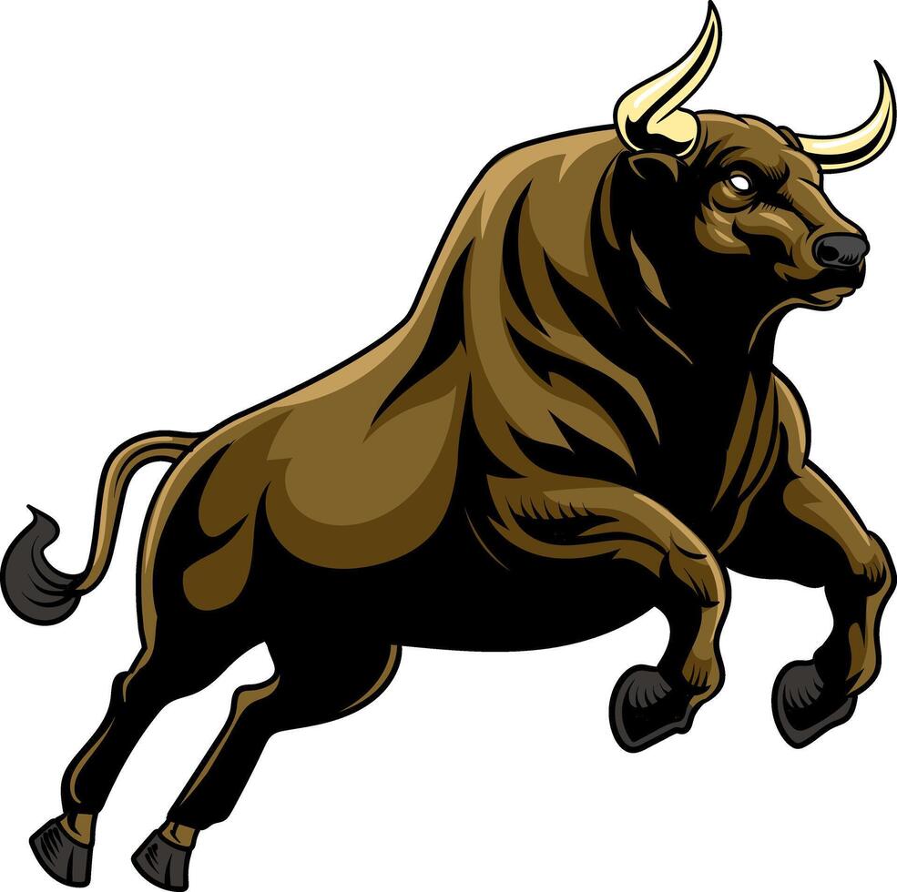 Running Buffalo Vintage Cartoon Illustration vector