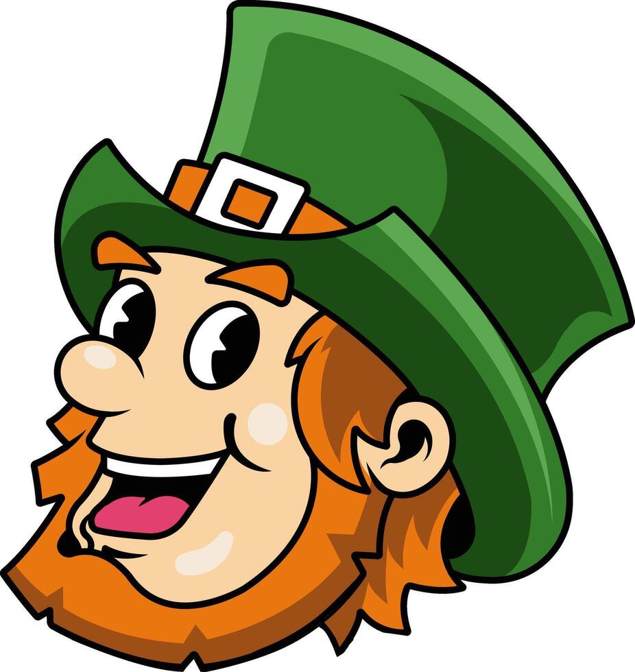 Saint Patrick's Day Beard Man Head Cartoon Character in Retro Illustration vector