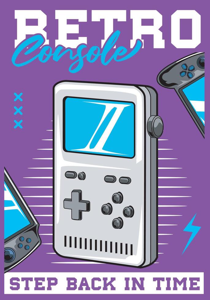 Retro Portable Game Console Cartoon Illustration vector
