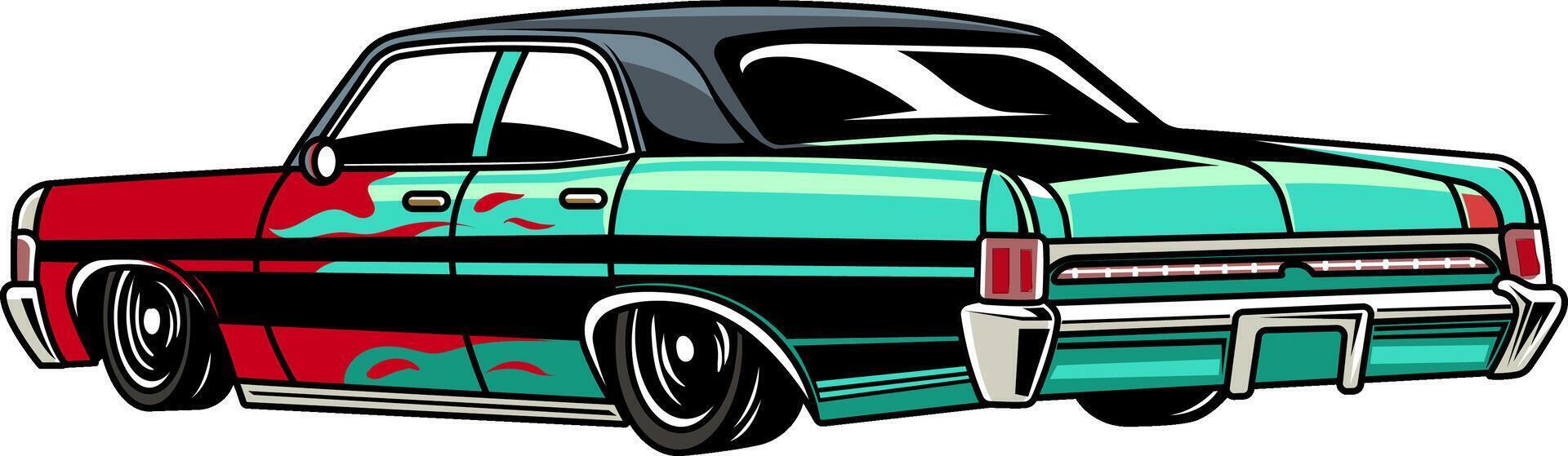 Retro American Muscle Car Cartoon Illustration vector
