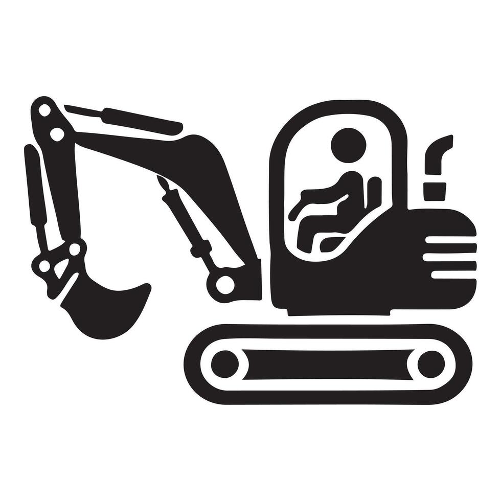 Excavator Operator Silhouette Illustration Heavy Equipment vector