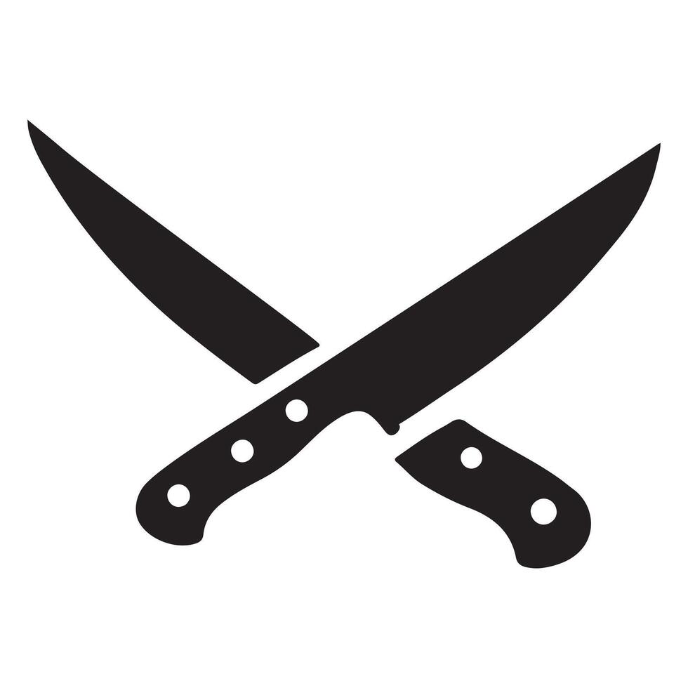 Crossed Kitchen Knives Silhouette Illustration vector