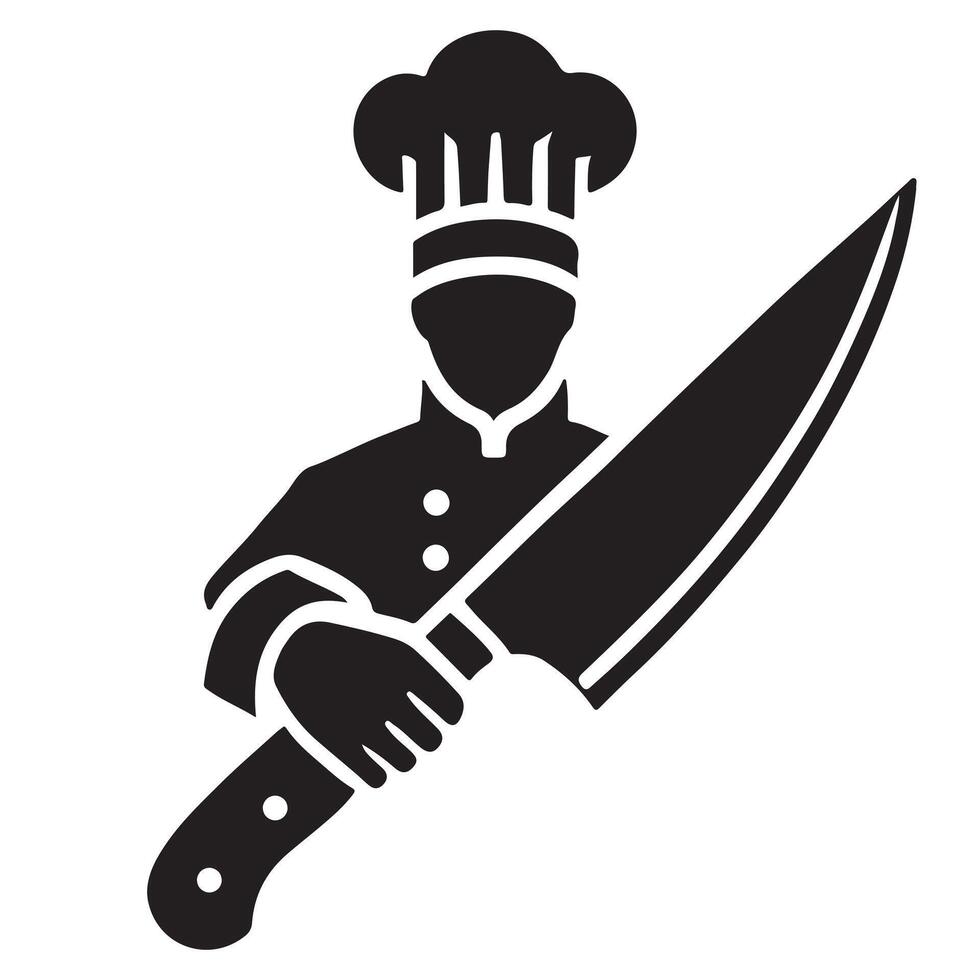 Chef with Knife Silhouette Logo Design Concept vector