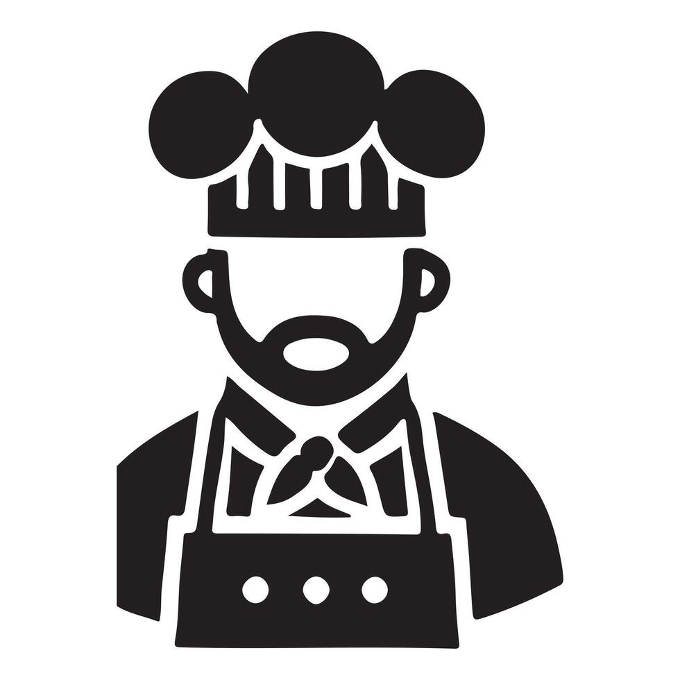 Chef with Beard Silhouette in Apron Icon vector