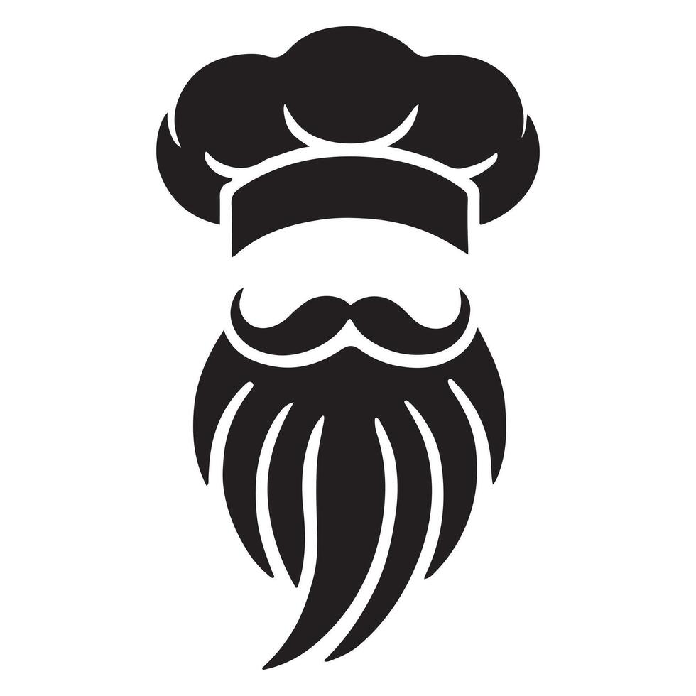 Stylish Chef Silhouette with Long Beard and Hat vector
