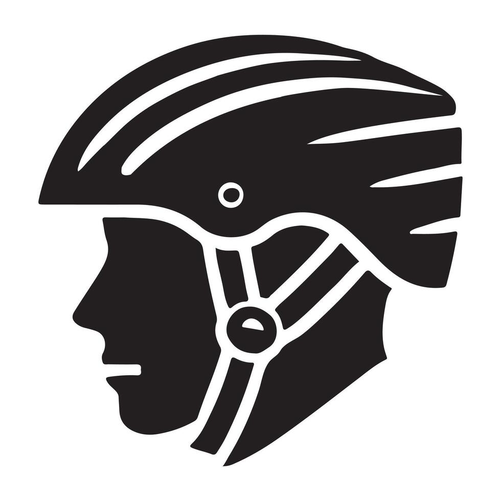 Silhouette Illustration of Person Wearing a Bicycle Helmet vector