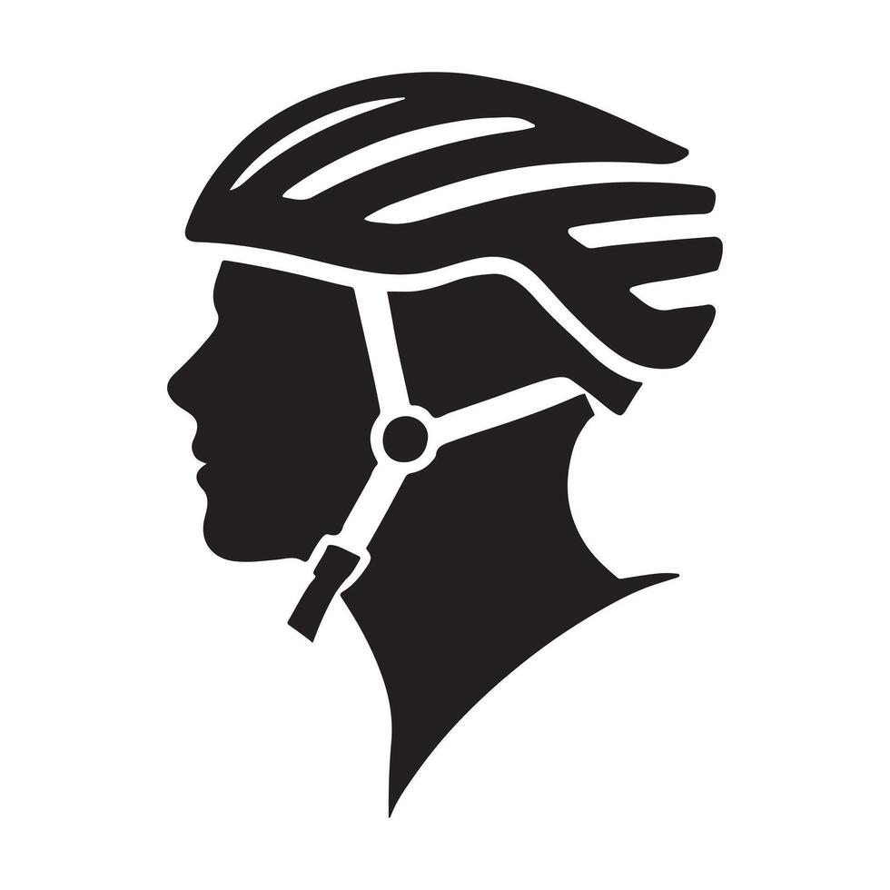 Silhouette Illustration of Person Wearing a Cycling Helmet vector