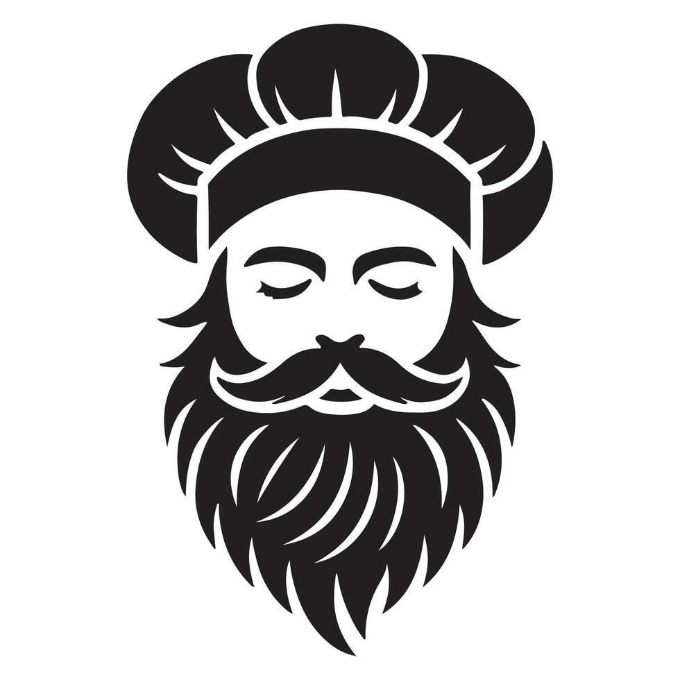 Calm Chef Silhouette with Beard and Toque vector