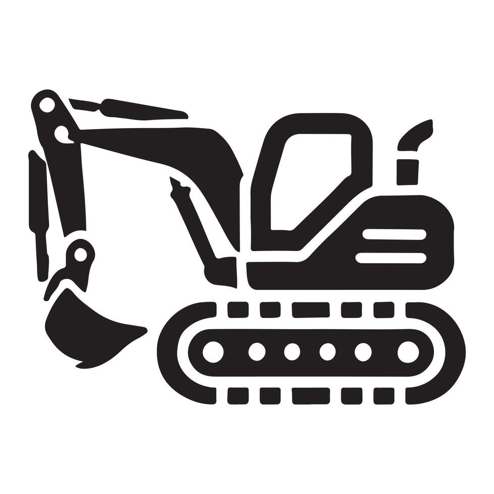 Excavator Silhouette Illustration for Construction and Engineering vector
