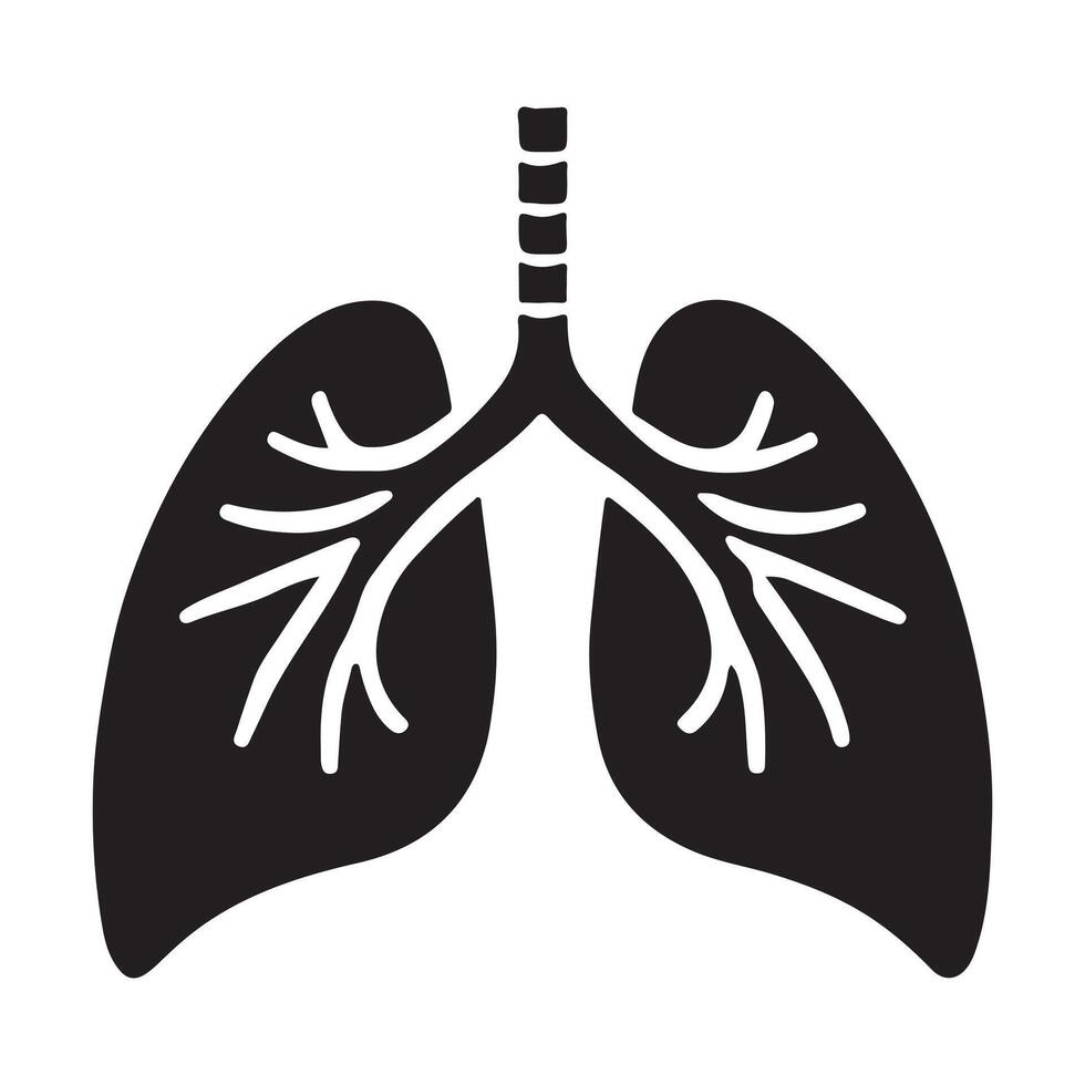 Human Lungs Silhouette Medical Illustration vector
