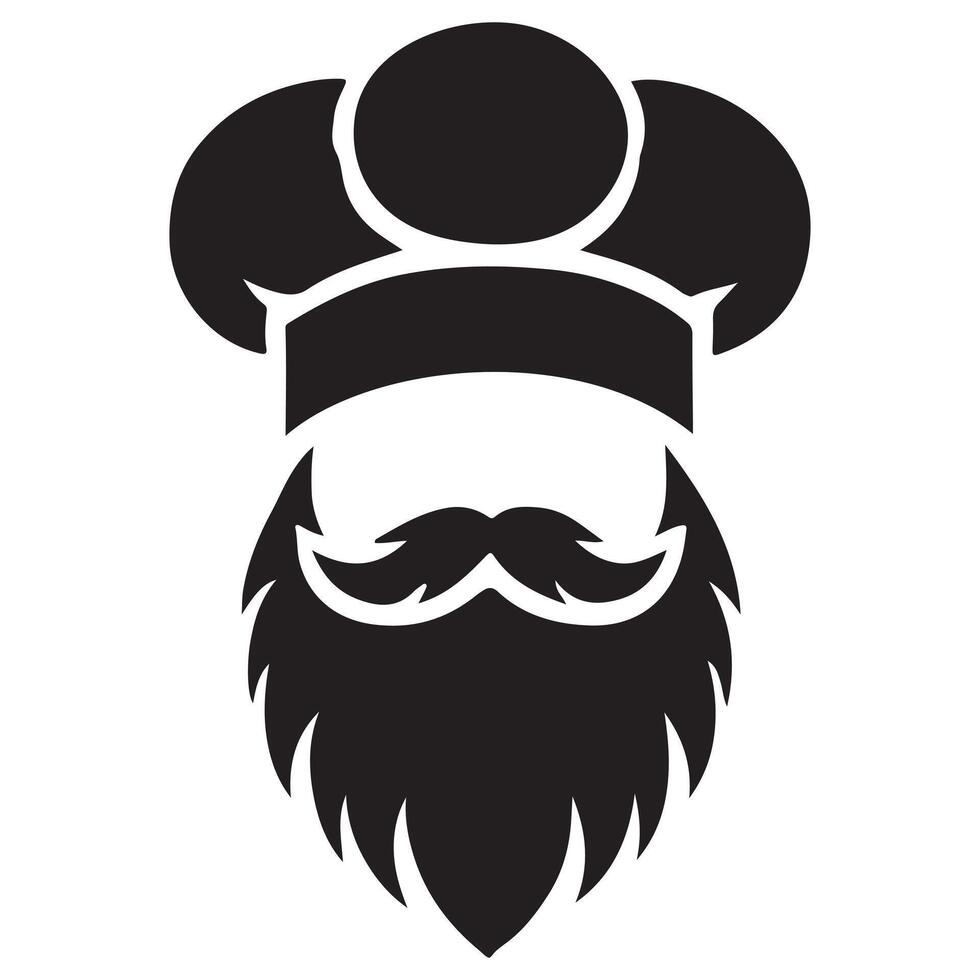 Chef with Beard and Toque Silhouette Graphic vector
