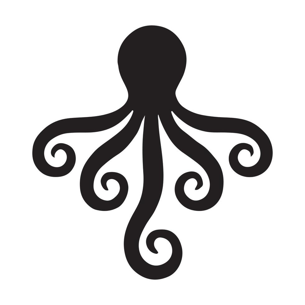 Charming Octopus Silhouette Illustration vector