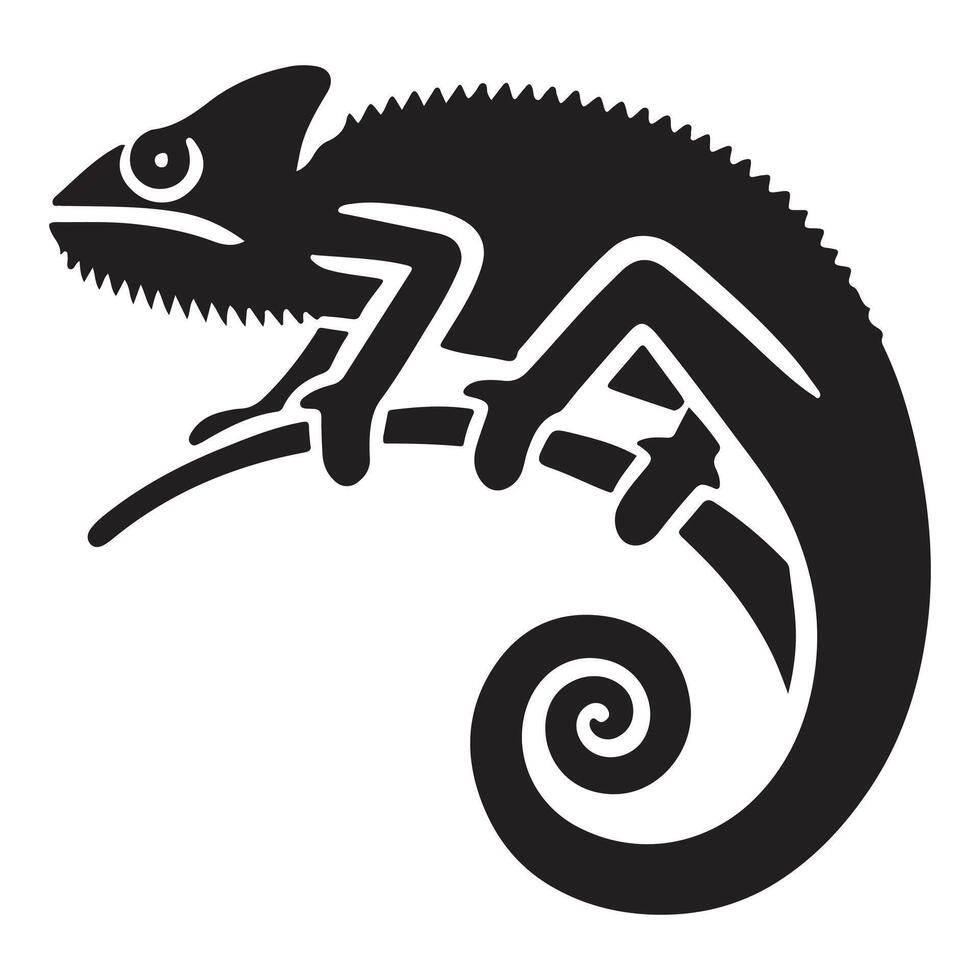 Elegant Chameleon Silhouette Illustration Design vector