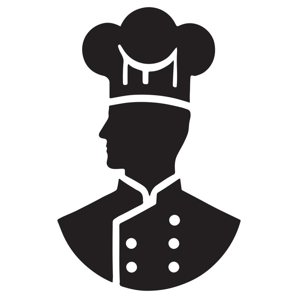 Chef Profile Silhouette in Toque Illustration vector