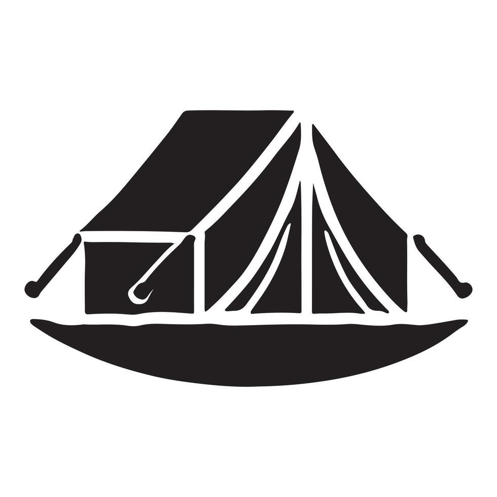 Black Silhouette Camping Tent Icon Design vector