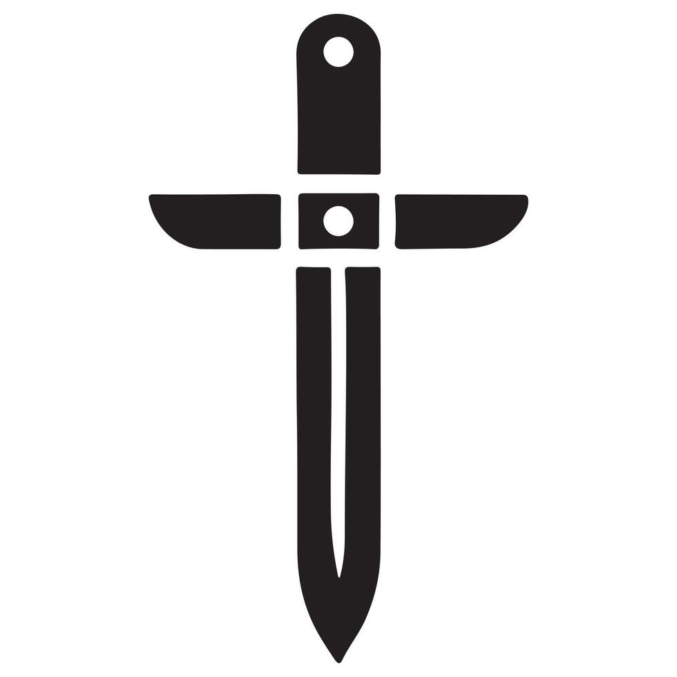 Unique Black Silhouette Dagger Cross Design Illustration vector